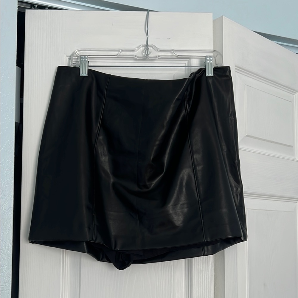 Black Faux Leather Mini Skirt
